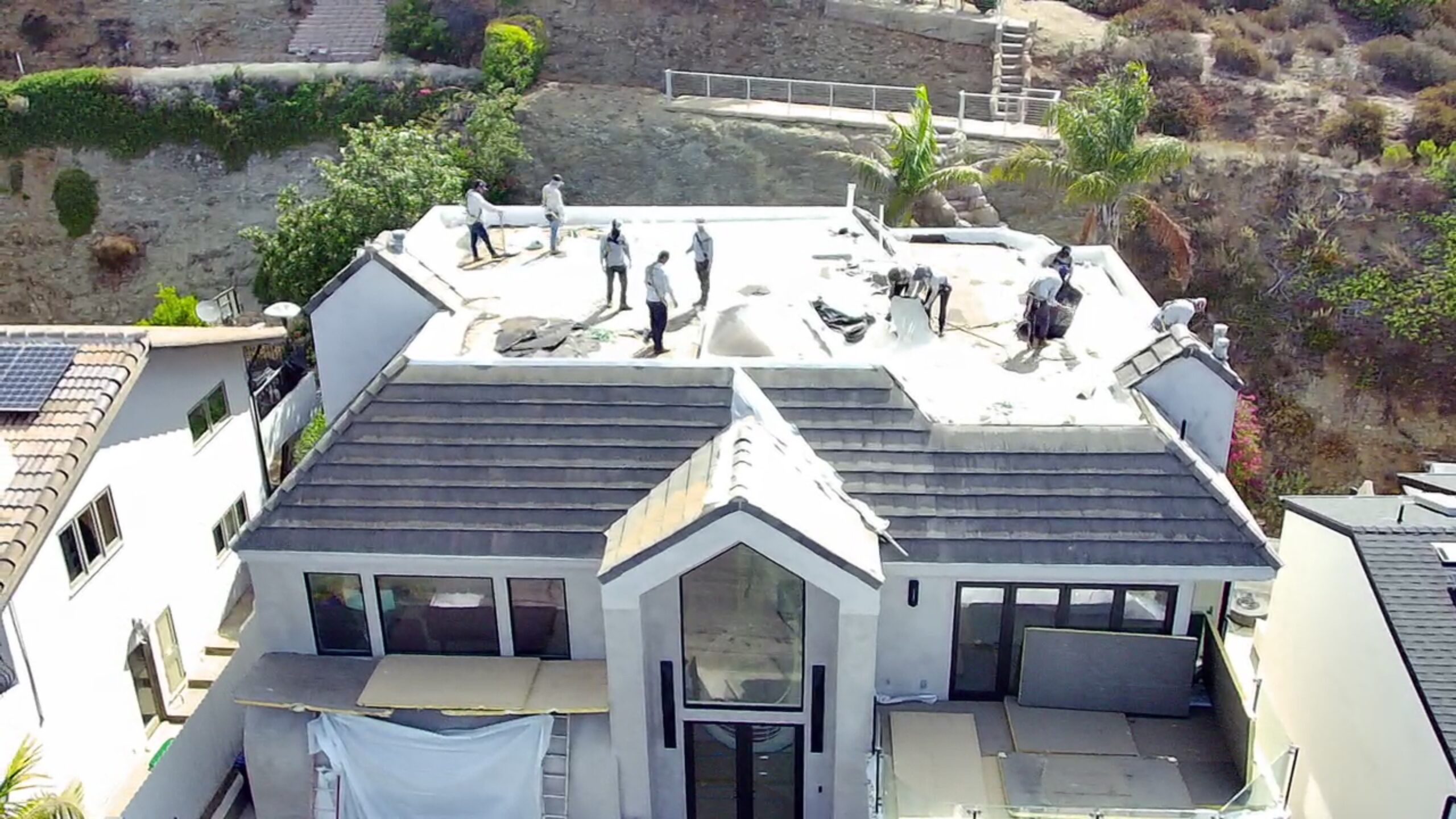 Roofing project progress in Laguna Beach